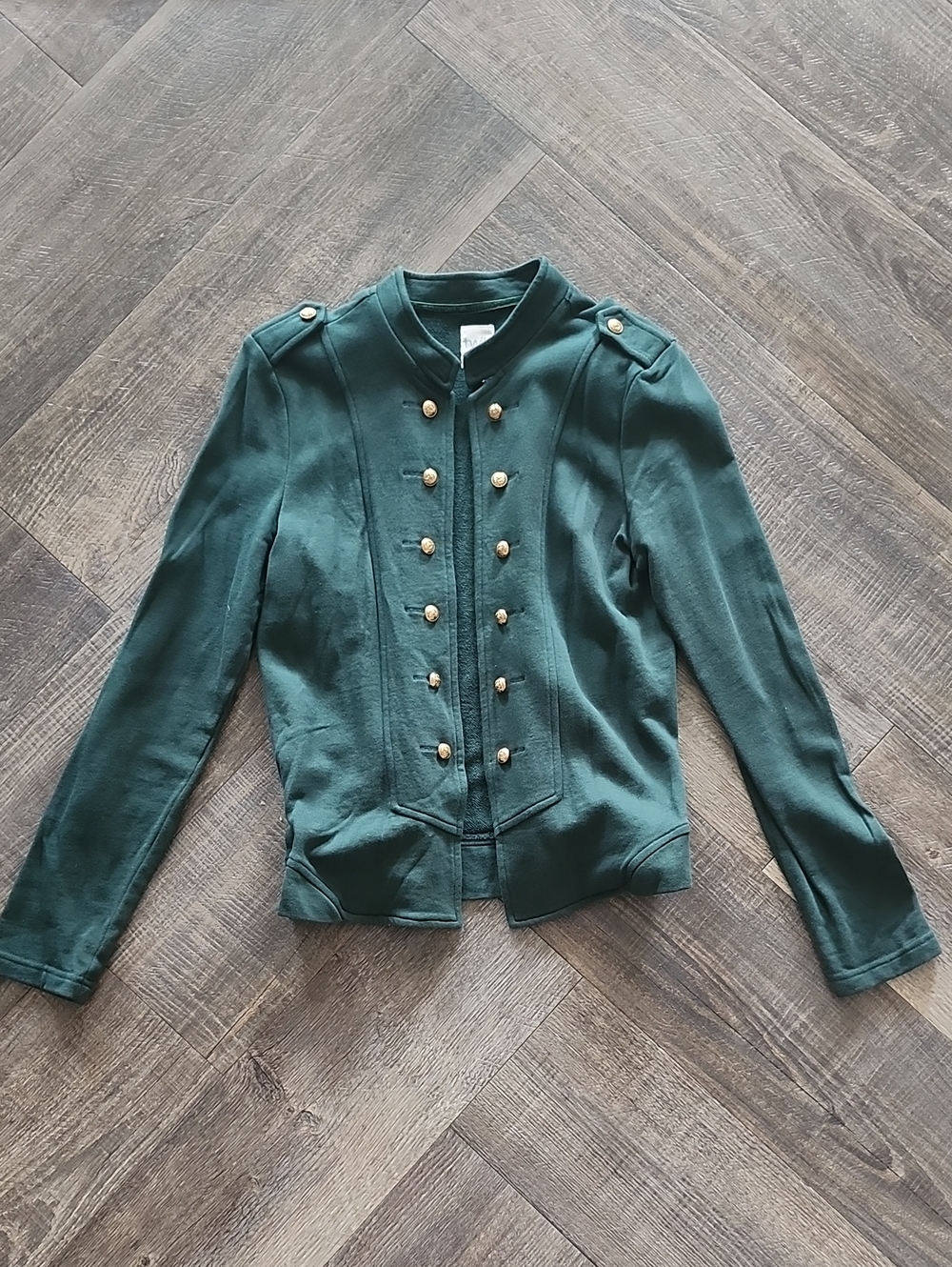 twik Dark Green Military-Style Double-Breasted Blazer